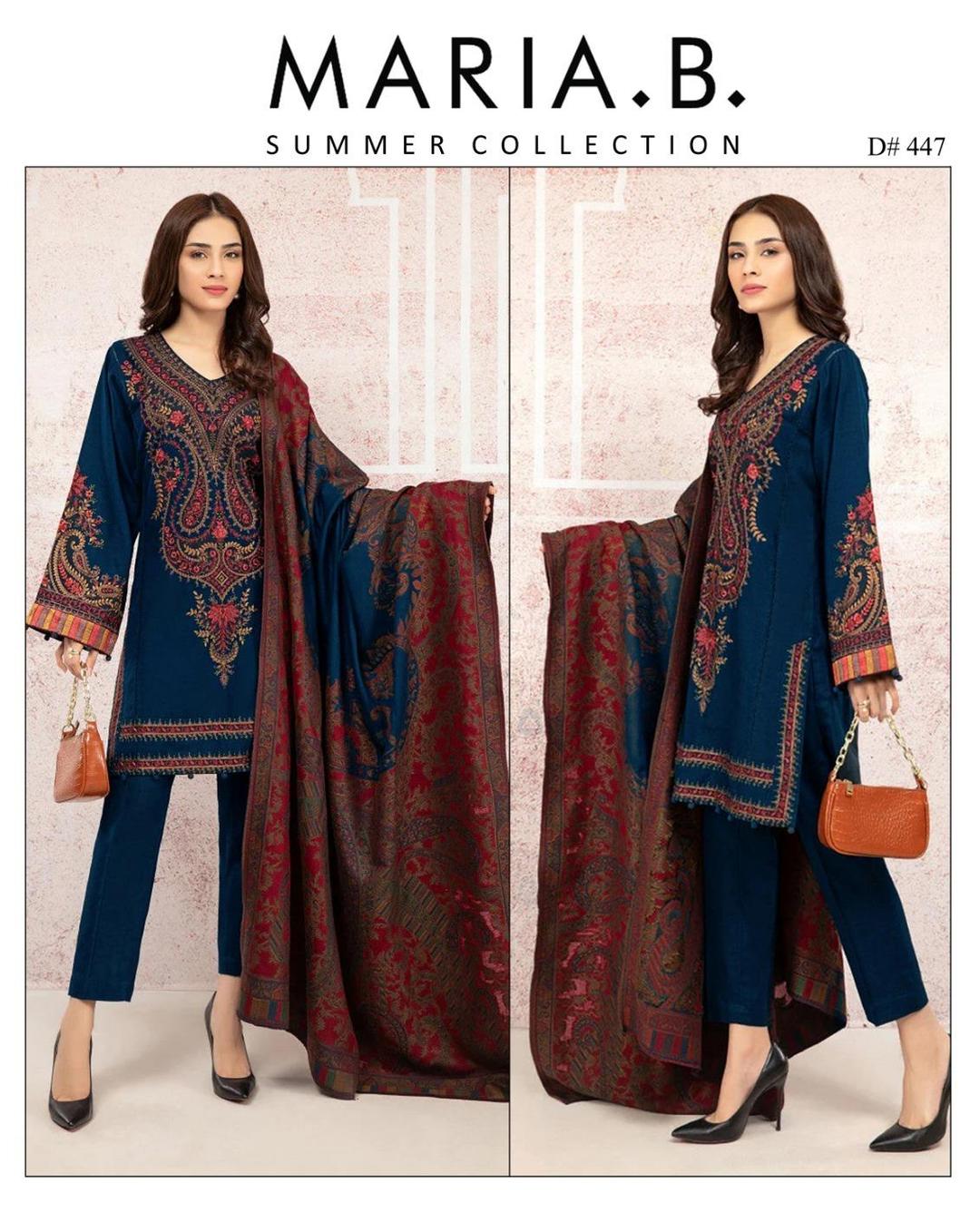 3 Pcs Women's Unstitched Embroidered Suit