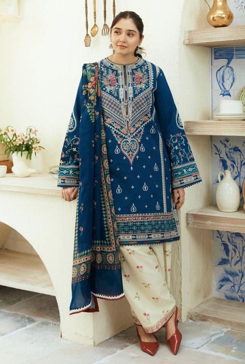3 Pcs Women's Unstitched Embroidered Suit