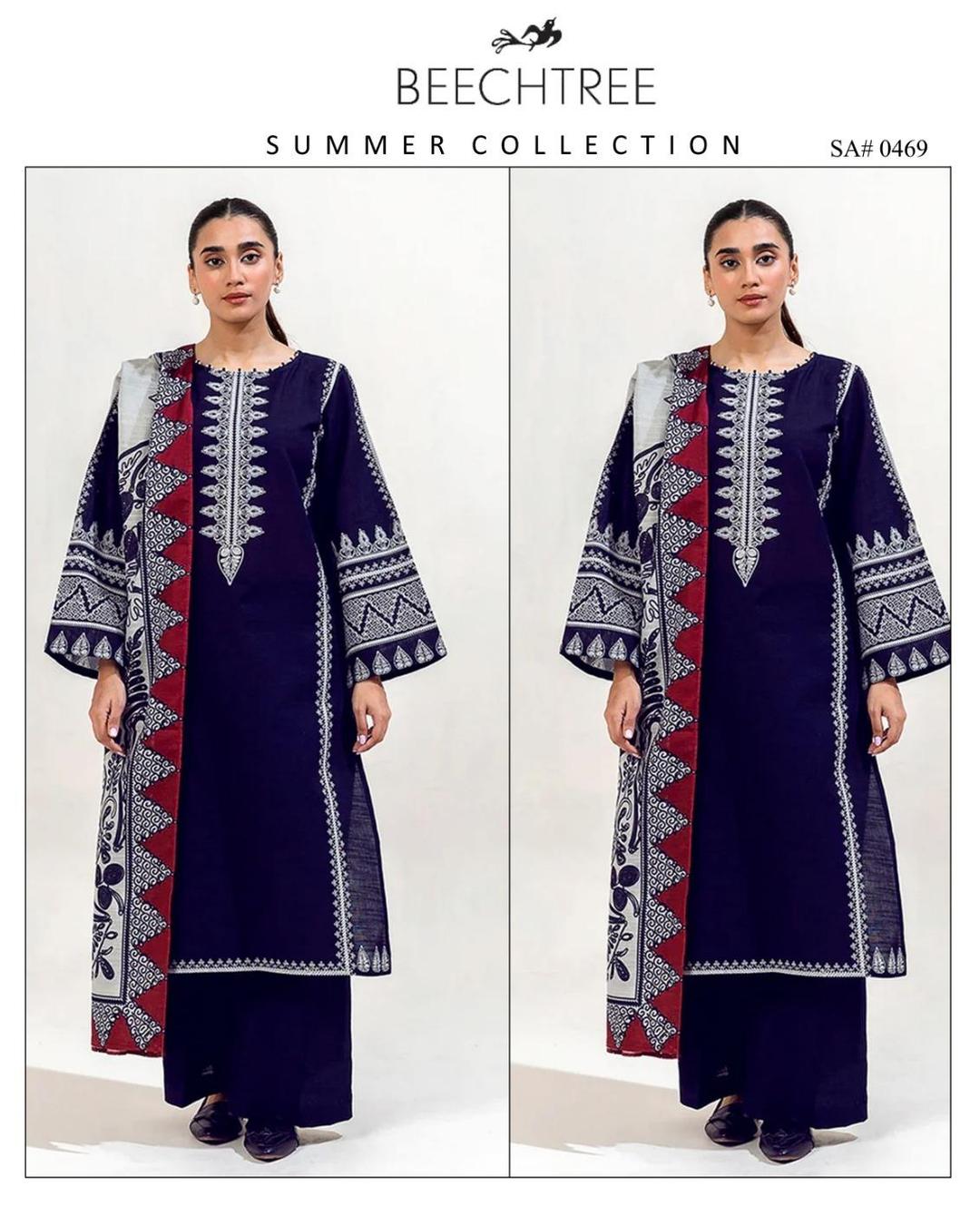 3 Pcs Women's Unstitched Embroidered Suit