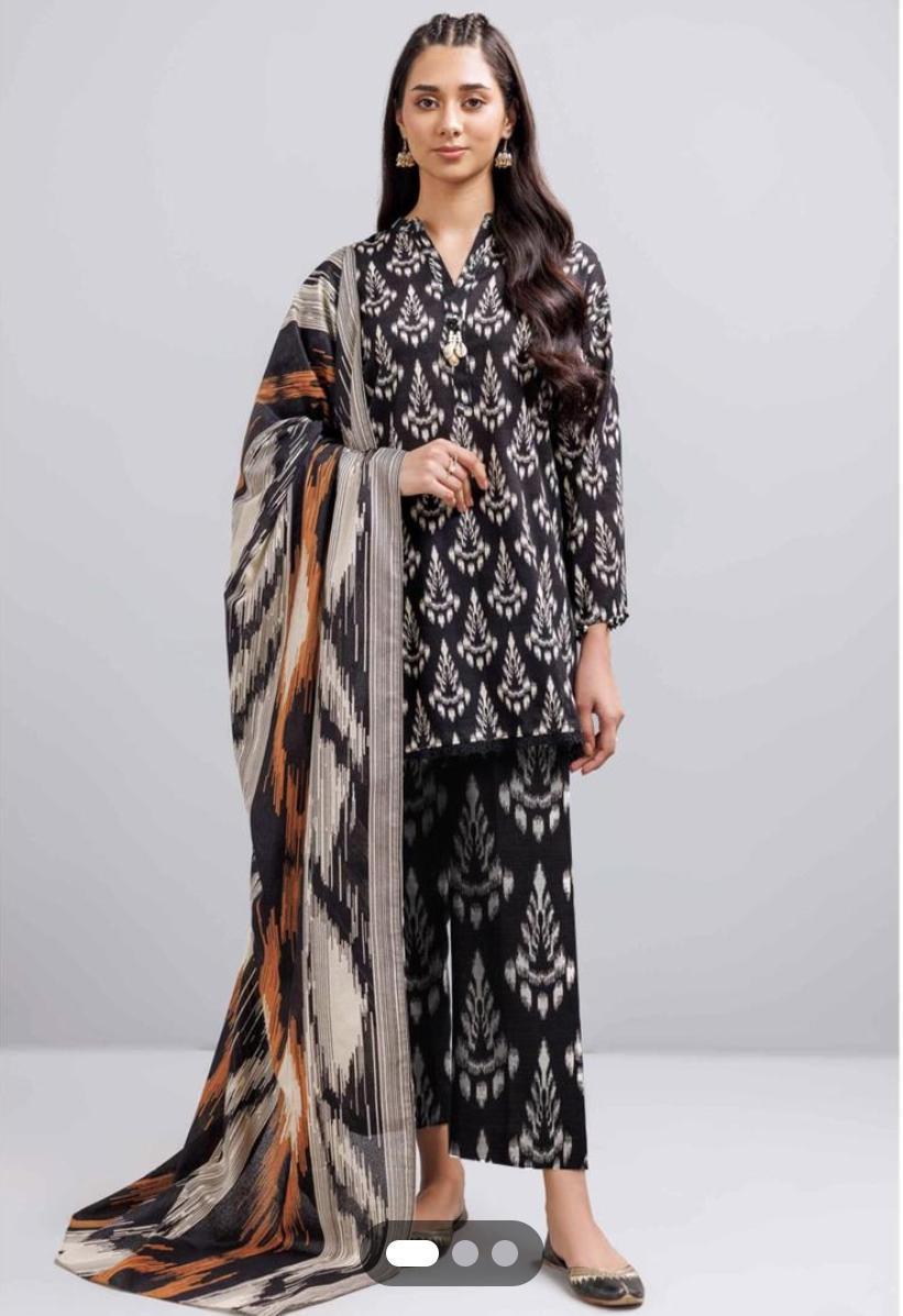 3 Pcs Women's Unstitched Digital Print Suit