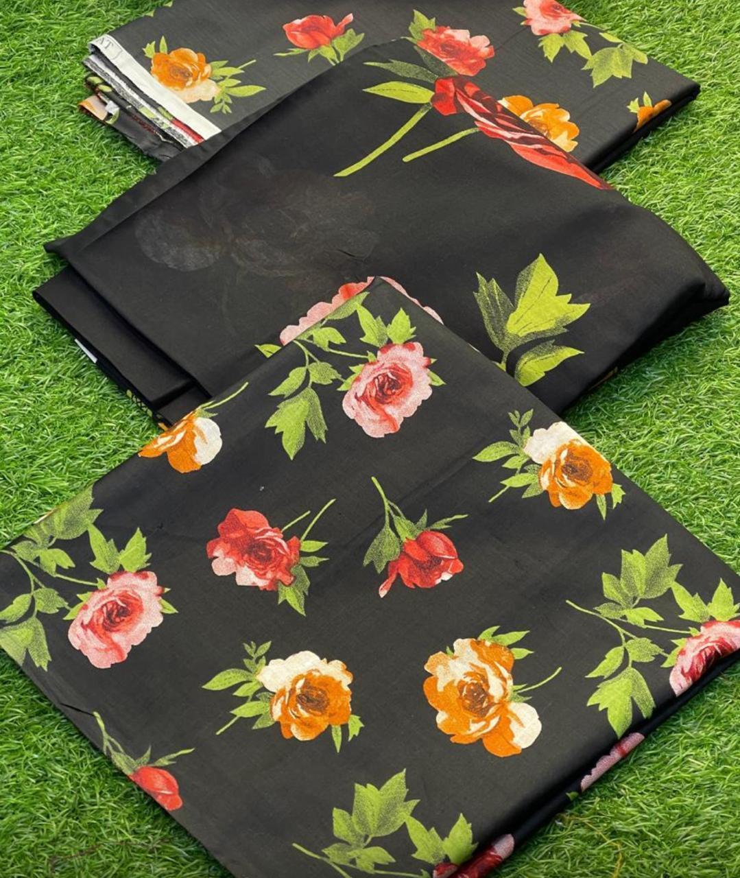 3 Pcs Women's Unstitched Digital Print Suit