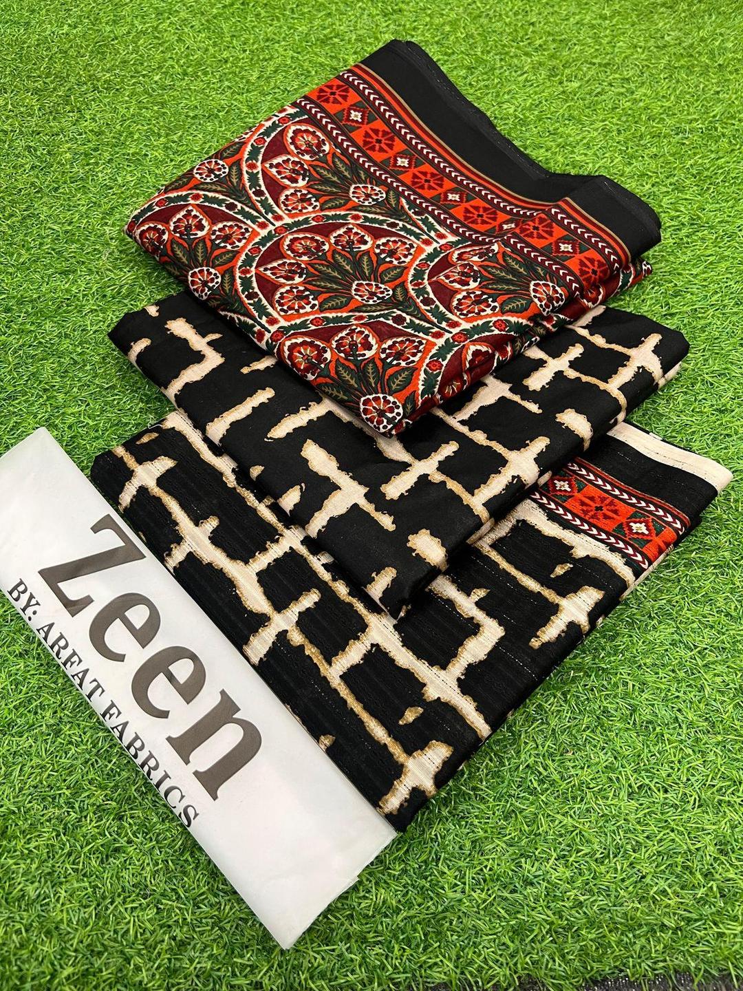 3 Pcs Women's Unstitched Digital Print Suit