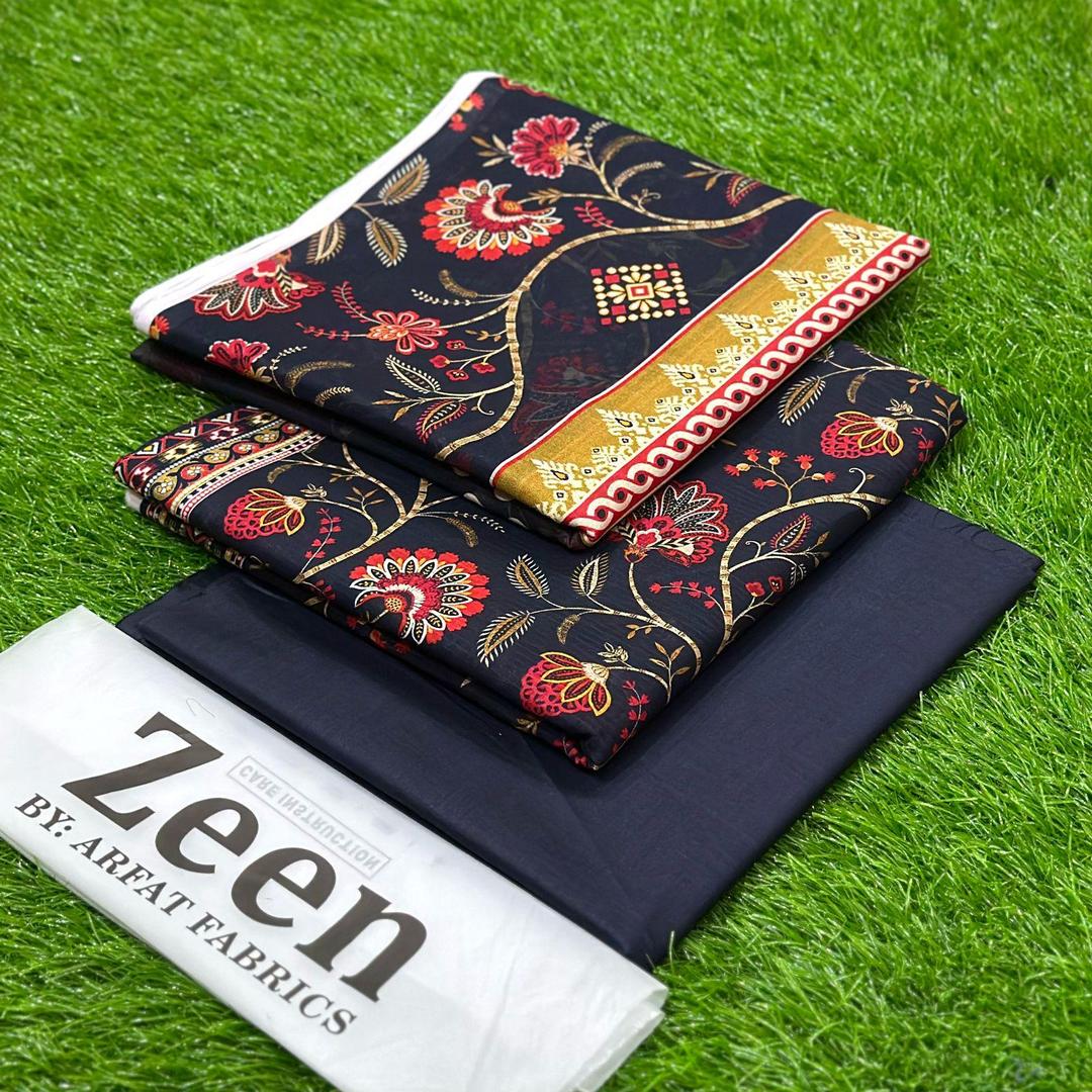 3 Pcs Women's Unstitched Digital Print Suit