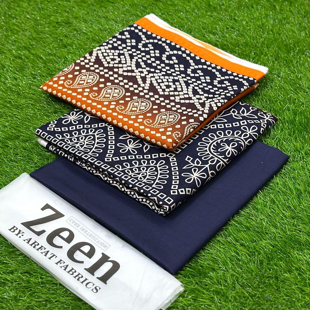 3 Pcs Women's Unstitched Digital Print Suit