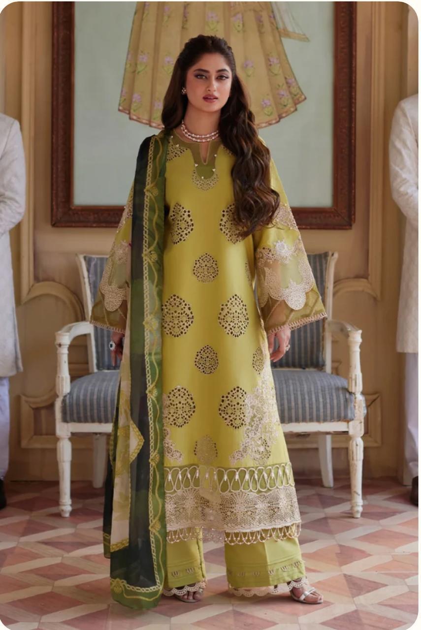 3 Pcs Women's Unstitched Chikankari Embroidered Suit