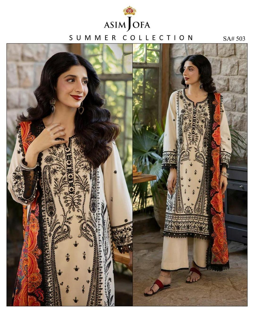 3 Pcs Women's Unstitched Embroidered Suit