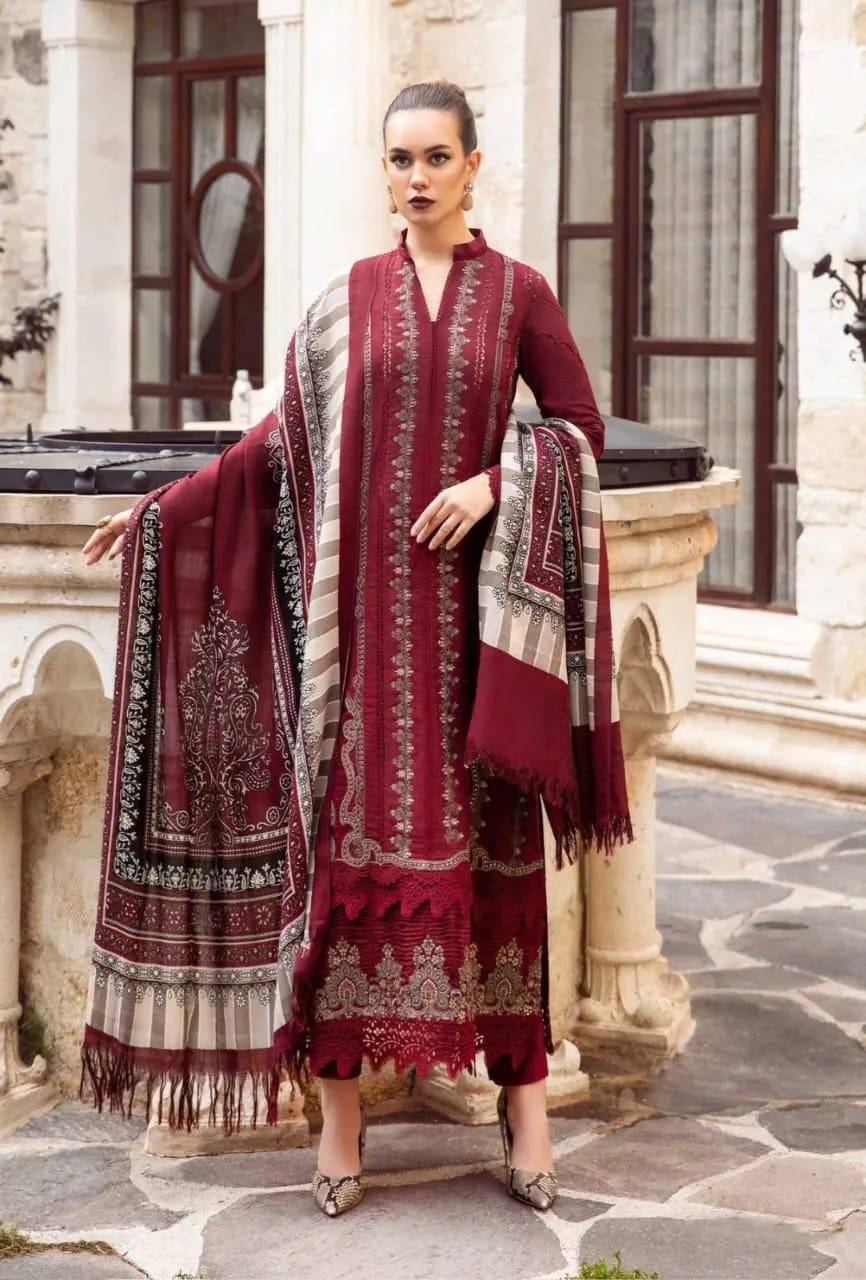 3 Pcs Women's Unstitched Embroidered Suit