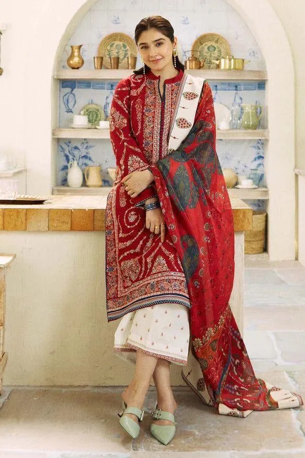 3 Pcs Women's Unstitched Embroidered Suit