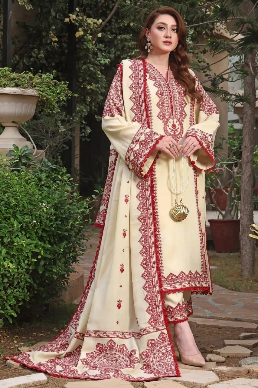 3 Pcs Women's Unstitched Embroidered Suit