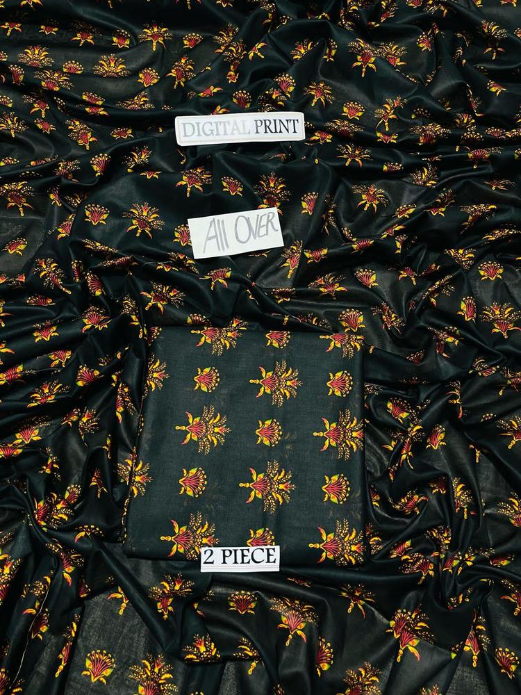 2 Pcs Women's Unstitched Lawn Printed Suit