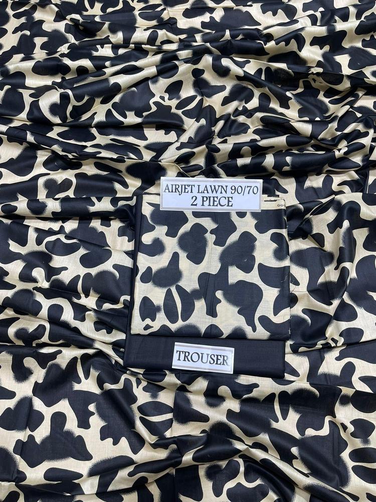 2 Pcs Women's Unstitched Lawn Printed Suit