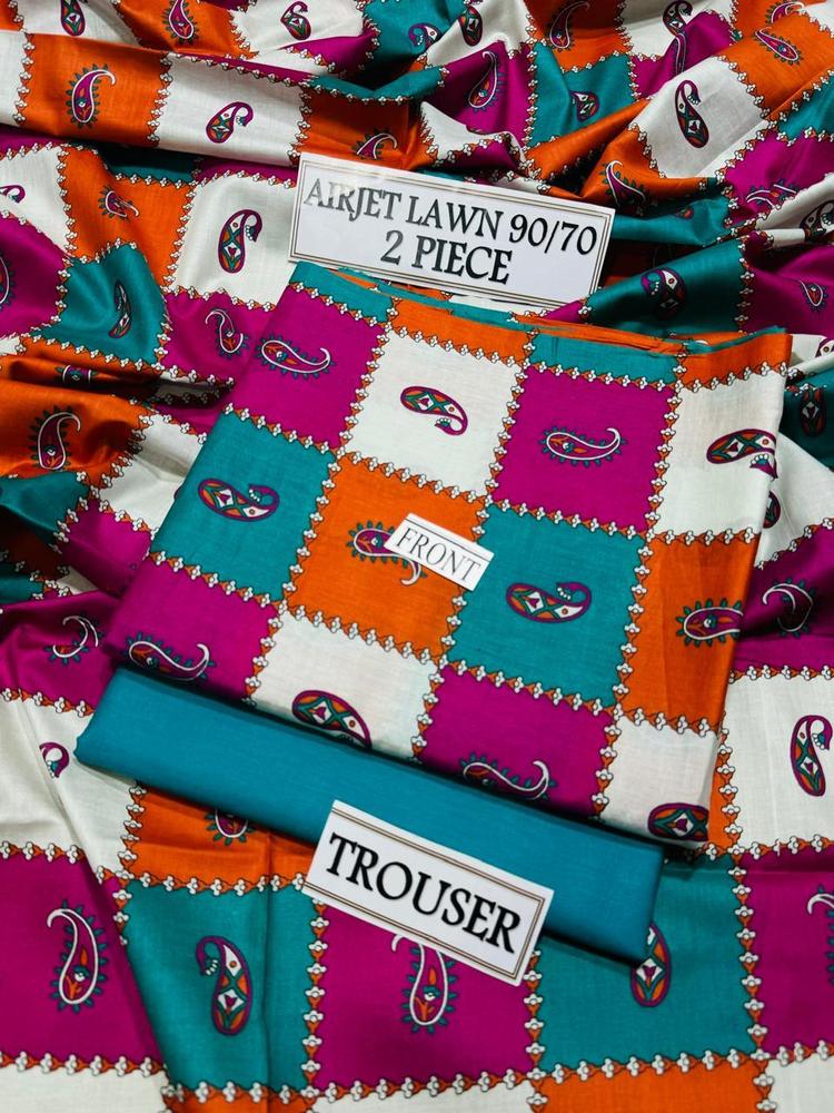 2 Pcs Women's Unstitched Lawn Digital Print Suit