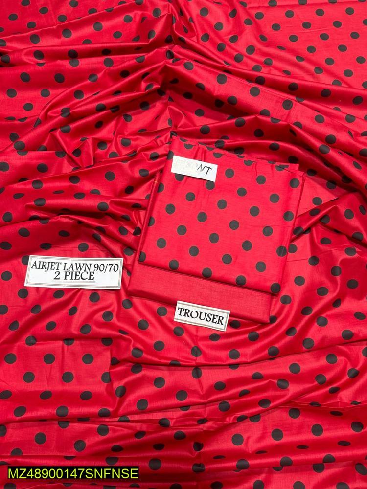 2 Pcs Women's Unstitched Lawn Printed Suit