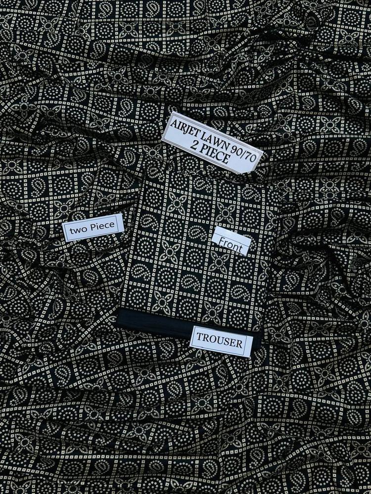 2 Pcs Women's Unstitched Lawn Printed Suit