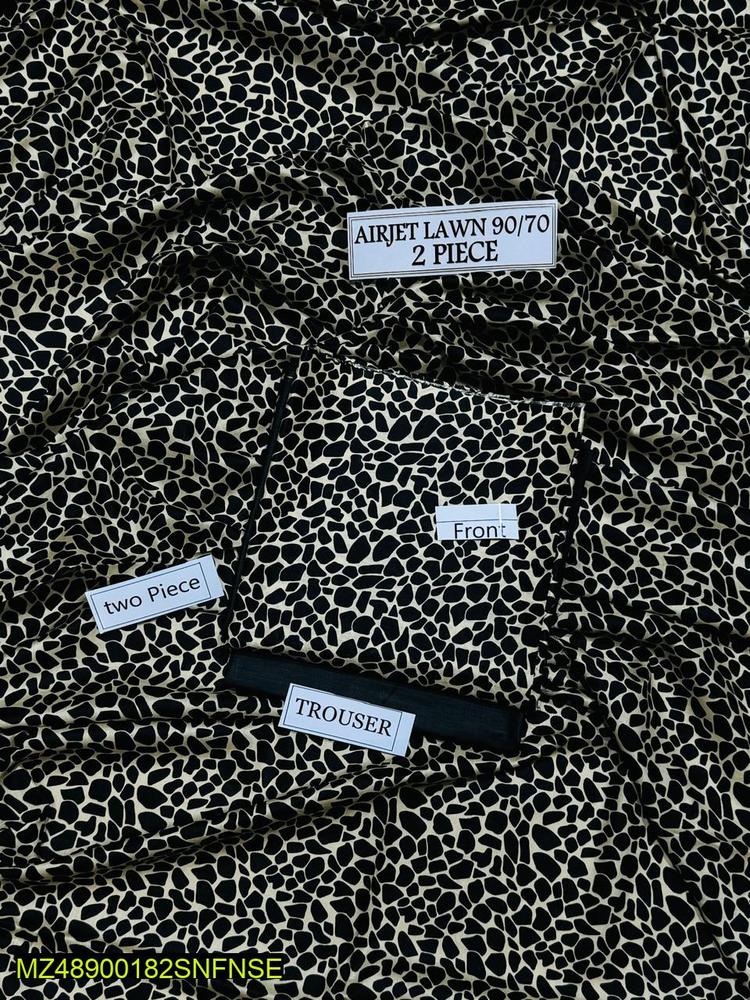 2 Pcs Women's Unstitched Lawn Printed Suit