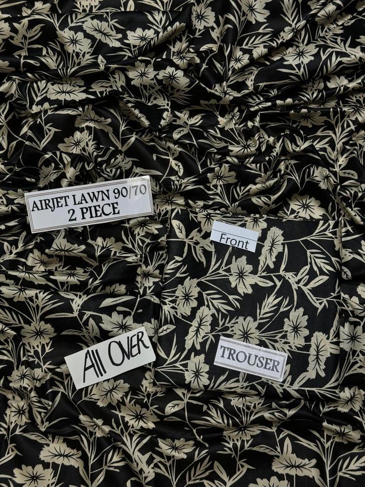 2 Pcs Women's Unstitched Lawn Printed Suit