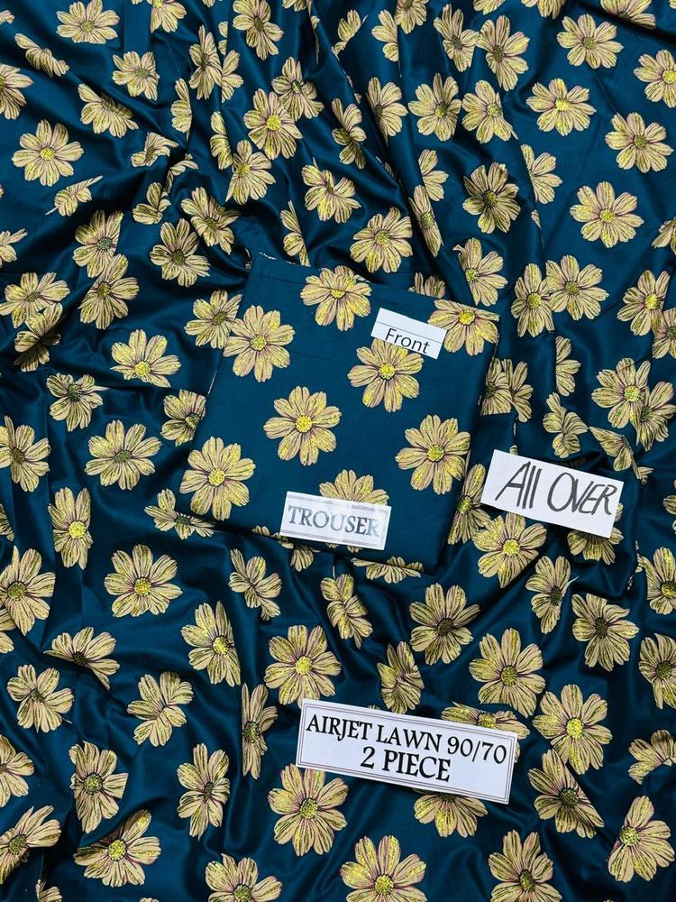 2 Pcs Women's Unstitched Lawn Printed Suit