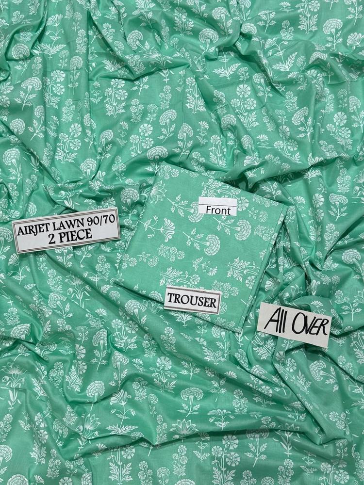 2 Pcs Women's Unstitched Lawn Printed Suit