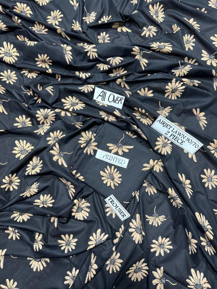 2 Pcs Women's Unstitched Lawn Printed Suit