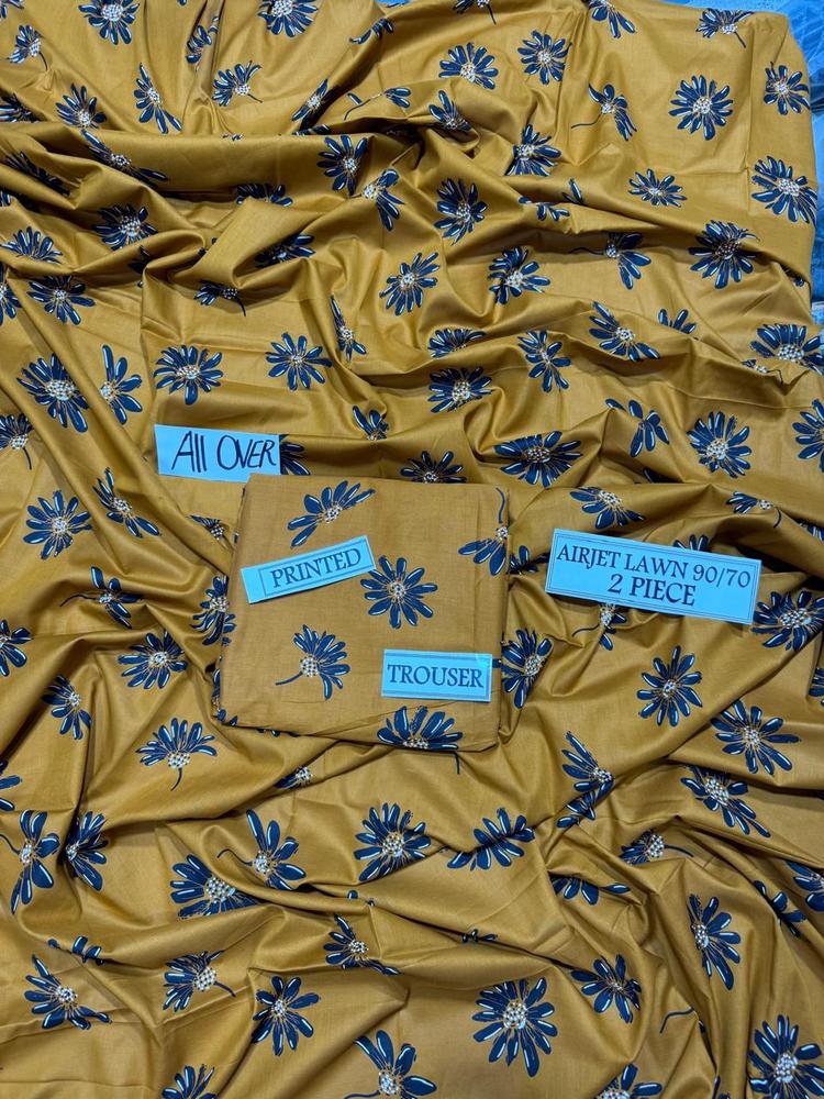 2 Pcs Women's Unstitched Lawn Printed Suit