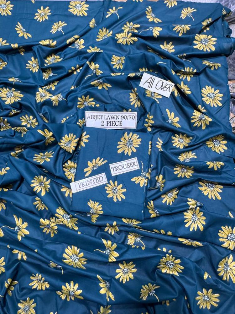 2 Pcs Women's Unstitched Lawn Printed Suit