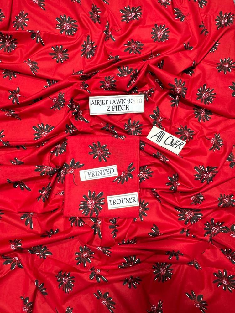 2 Pcs Women's Unstitched Lawn Printed Suit