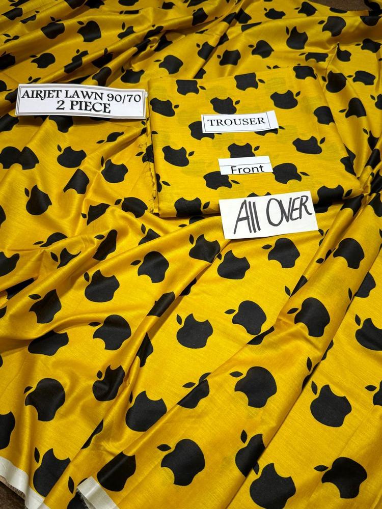 2 Pcs Women's Unstitched Lawn Printed Suit