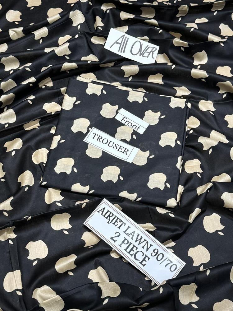 2 Pcs Women's Unstitched Lawn Printed Suit