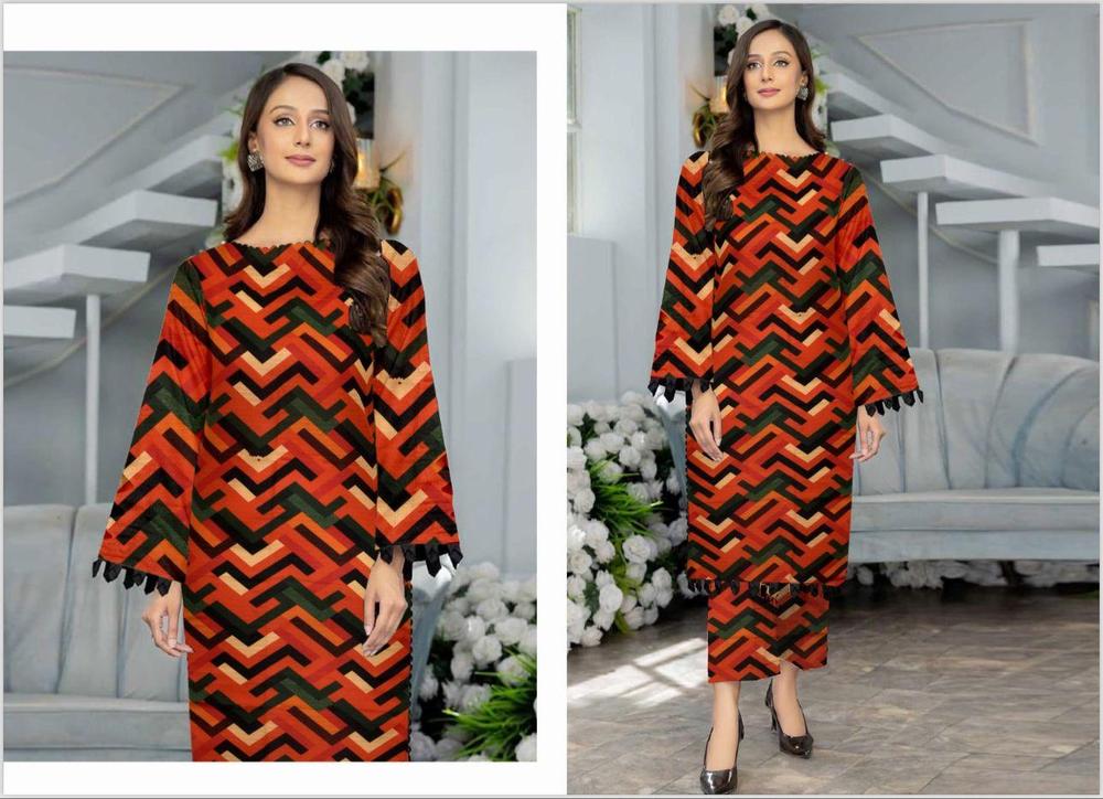 2 Pcs Women's Unstitched Lawn Digital Print Suit