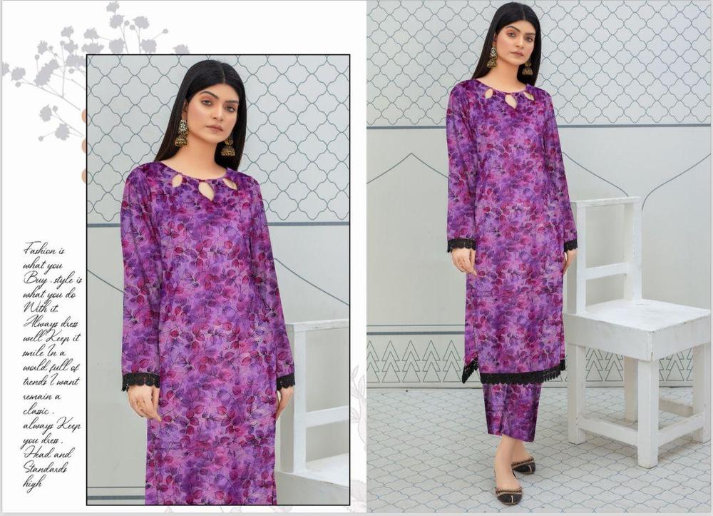 2 Pcs Women's Unstitched Lawn Digital Print Suit