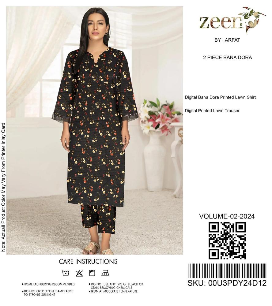 2 Pcs Women's Unstitched Lawn Digital Print Suit