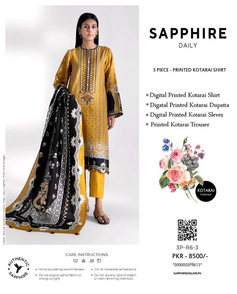 3 Pcs Women's Unstitched Courtrai Printed Suit