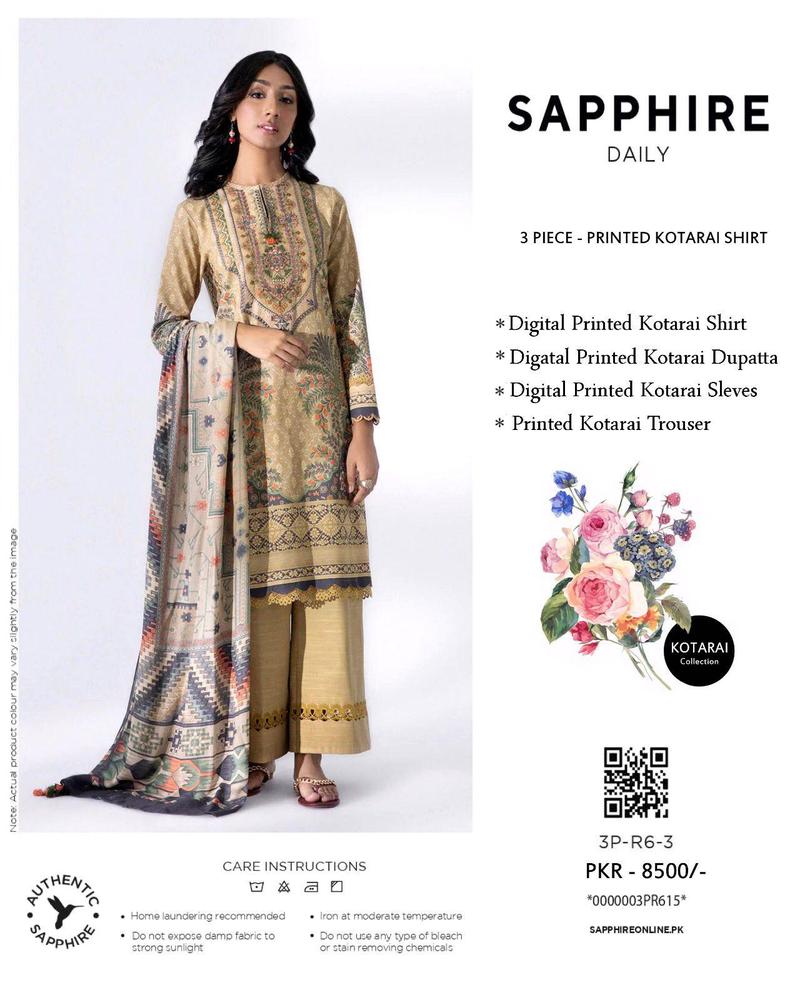 3 Pcs Women's Unstitched Courtrai Printed Suit