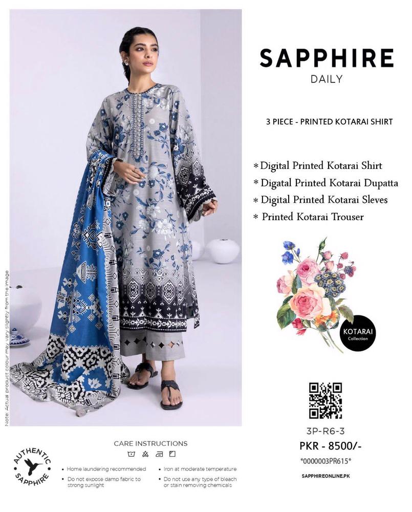 3 Pcs Women's Unstitched Courtrai Printed Suit