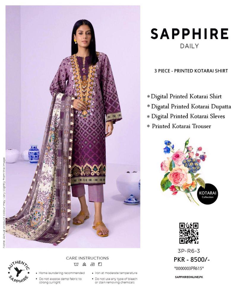 3 Pcs Women's Unstitched Kotarai Printed Suit