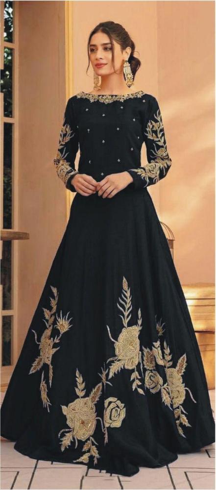 2 Pcs Women's Unstitched Katan SIlk Embroidered Suit