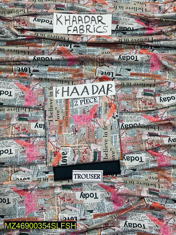 2 Pcs Women's Unstitched Khaddar Printed Suit