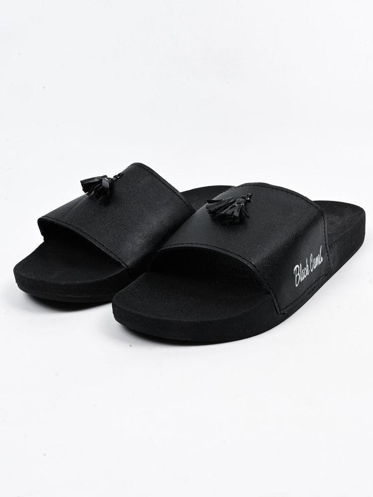 Black Camel Tassel Slide Slipper For Men Black