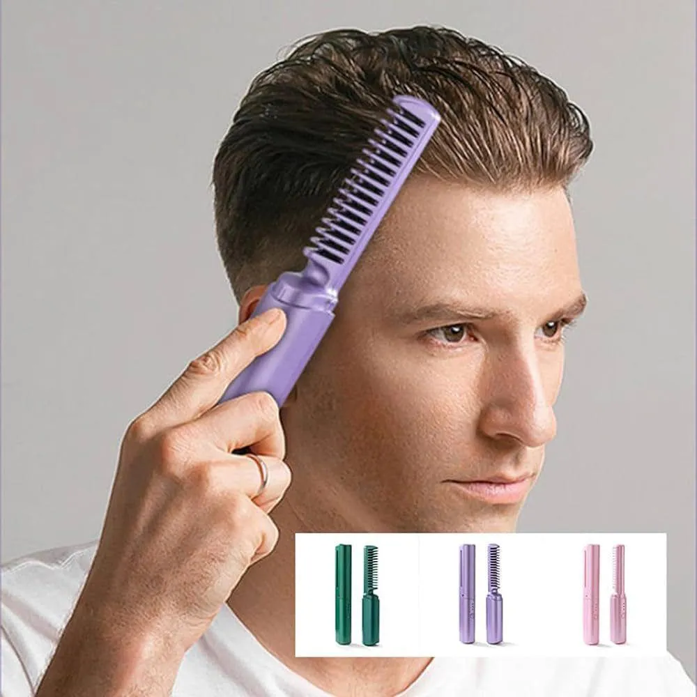 Wireless Hair Straightener Comb Purple Rechargeable