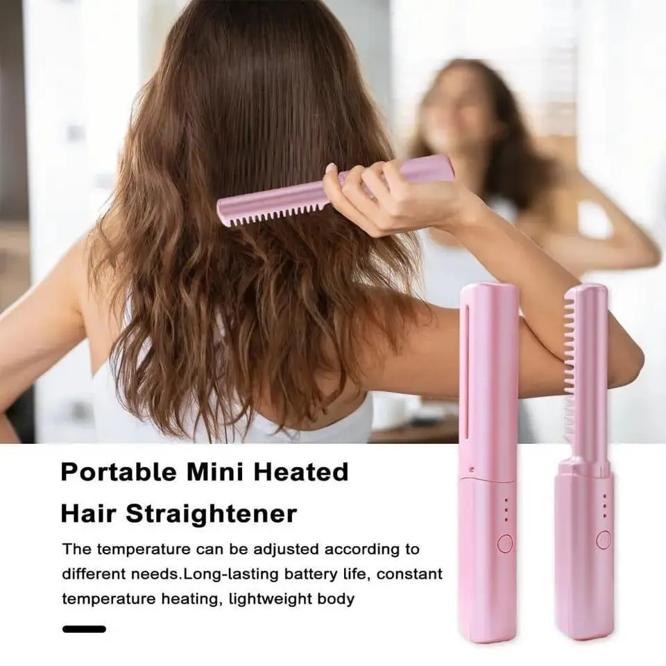 Wireless Hair Straightener Comb Purple Rechargeable