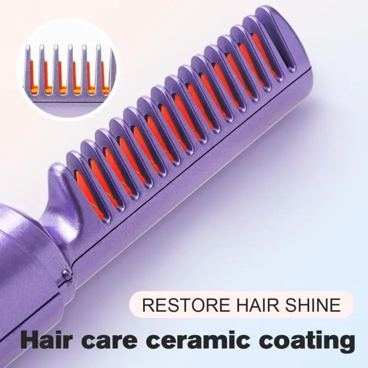 Wireless Hair Straightener Comb Purple Rechargeable