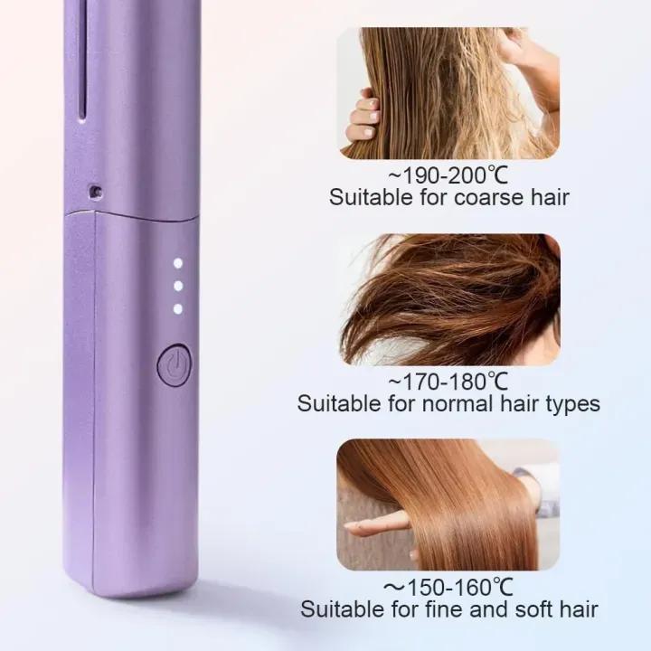 Wireless Hair Straightener Comb Purple Rechargeable
