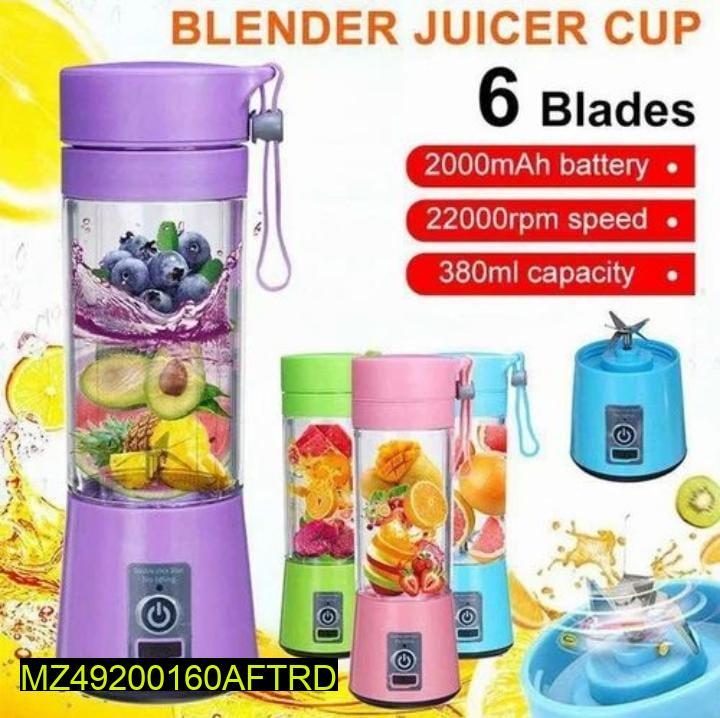 Portable USB Mini Electric Juicer Mixer Blue 1L ABS