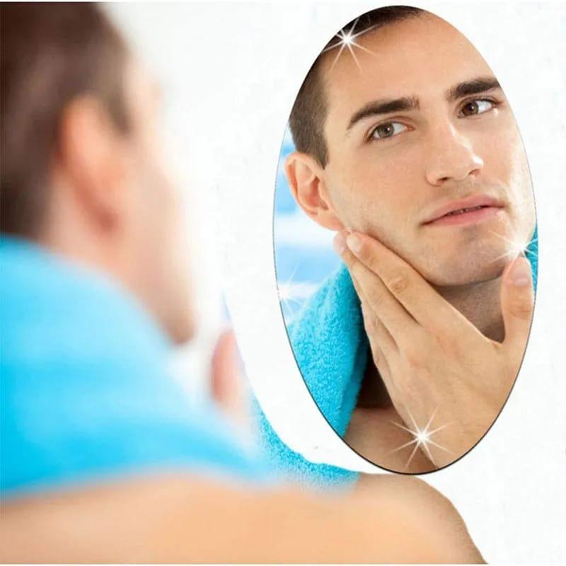 Oval Shaped Wall Mirror Sticker, Silver