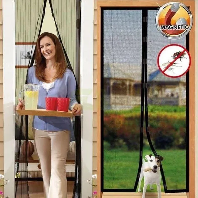 Magnetic Screen Door for Balcony & Patios, Black, 80x36"