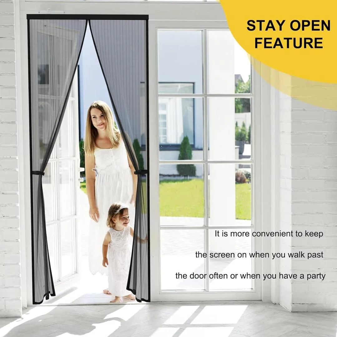 Magnetic Screen Door for Balcony & Patios, Black, 80x36"