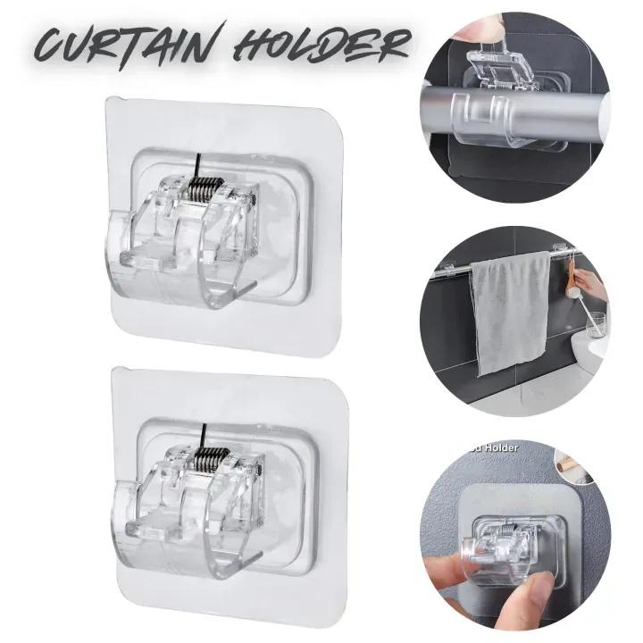 No-Drill Self-Adhesive Curtain Rod Holder, 02 PCs