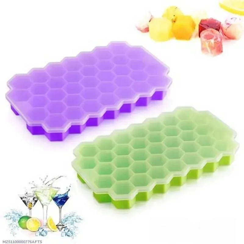 Silicone Ice Cube Tray Set of 2 Multicolor Collapsible Containers