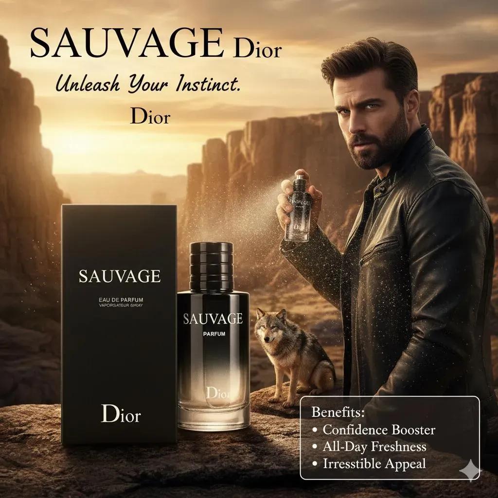 Dior Sauvage Parfum: Men's Long-Lasting Fresh Fragrance - 100ml