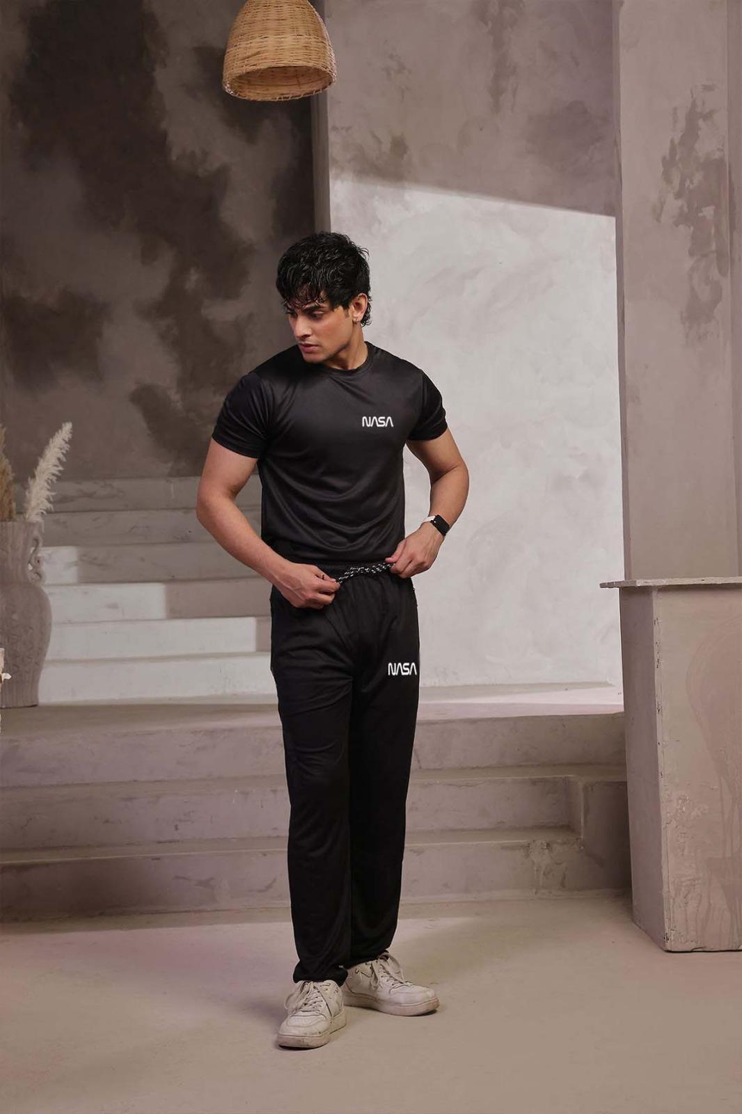 Men's Micro Plain Track Suit - 2 Pcs (Shirt & Trouser) in Blue